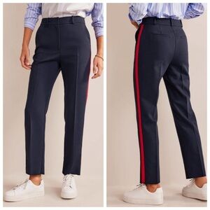 Boden Kew Side Stripe Pants Navy Cropped Mid Rise Tapered Womens Size 12R
